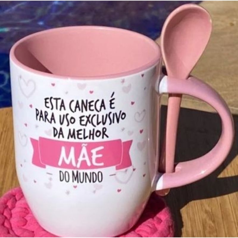 Caneca personalizada com colher para o dia das Mã