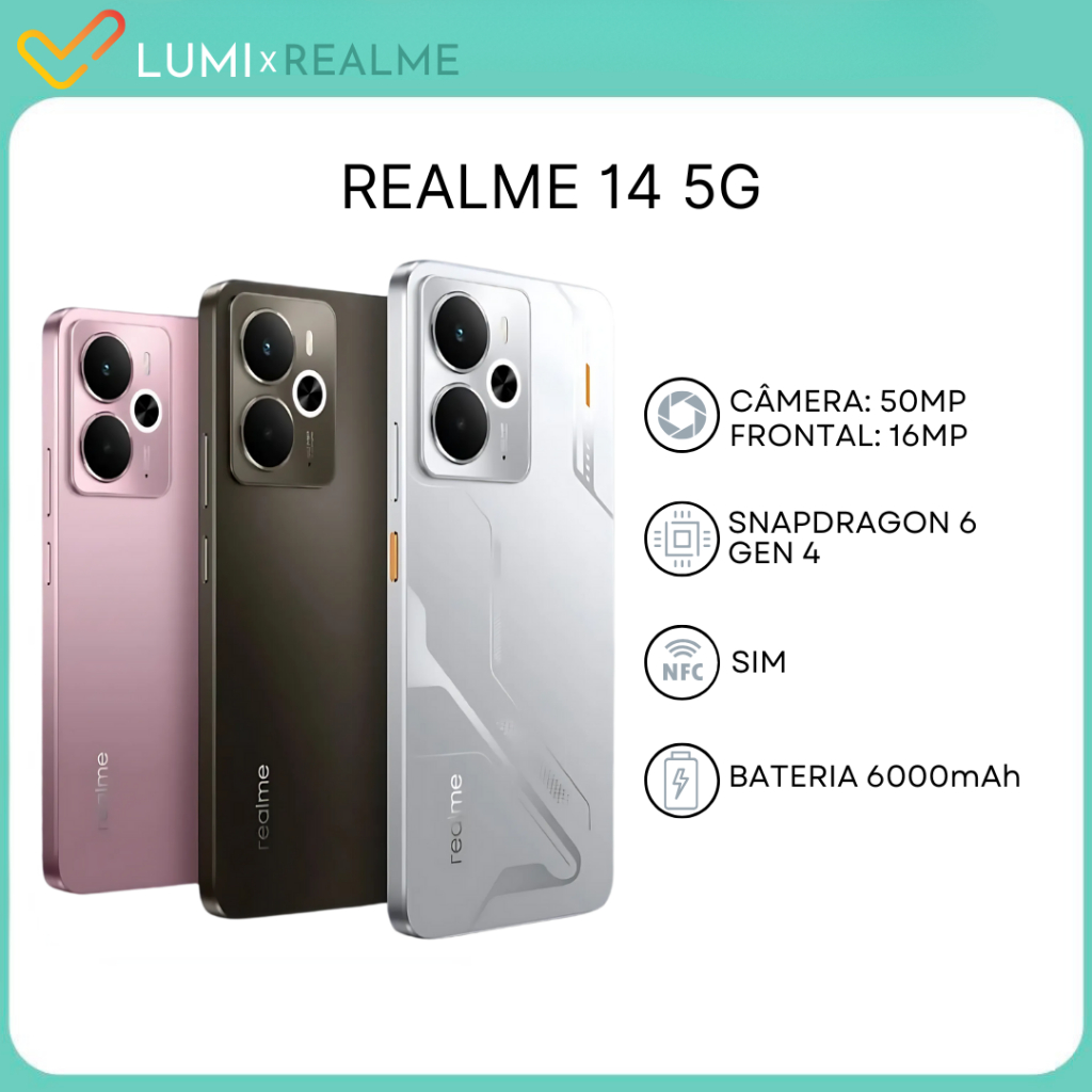 realme 14 5G 256GB/512GB + 8GB/12GB RAM, Snapdrago