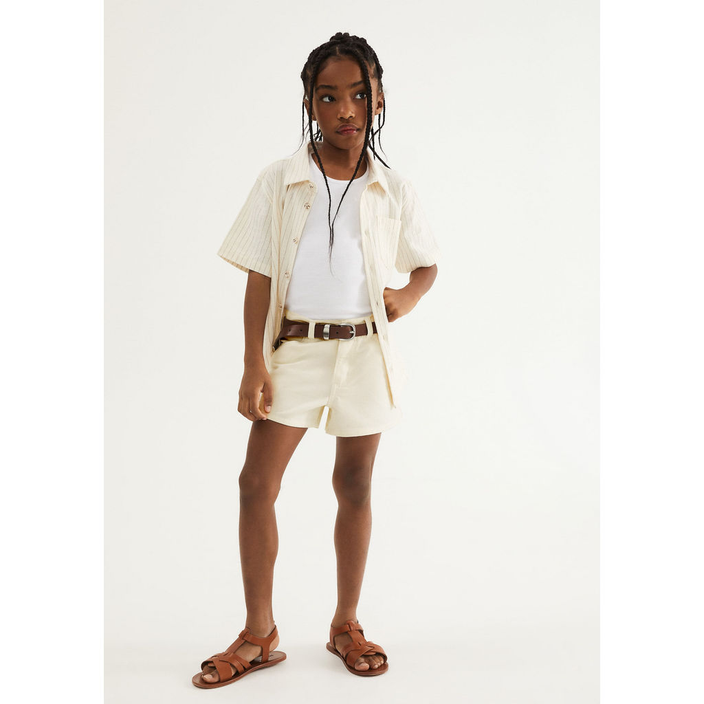 Shorts Infantil Menina Barra Desfiada Em Sarja