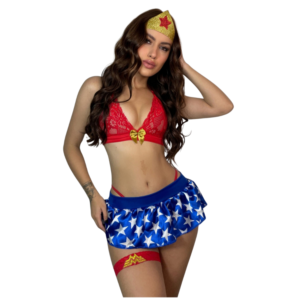 Conjunto de Fantasia Mulher Maravilha sexy Lingeri