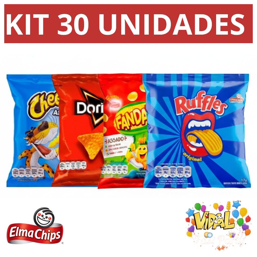 Kit 30 Mini Salgadinhos Elma Chips Doritos Fandang