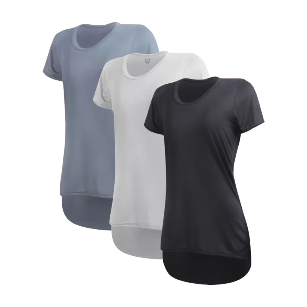 Kit 3 Camisetas Dry Fit Feminina Tapa Bumbum ̵