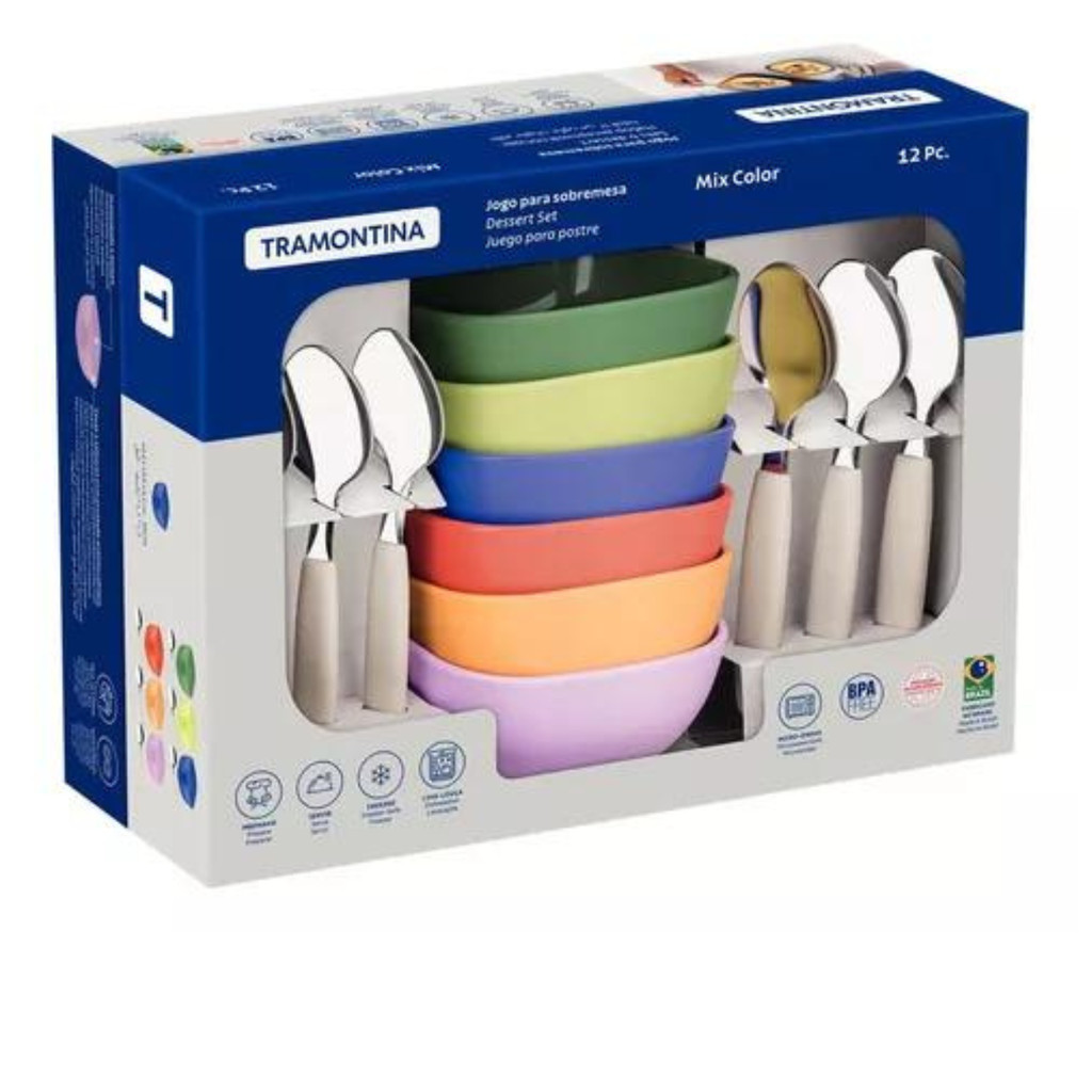 Jogo Sobremesa Tramontina Mixcolor Colorido 12 Pe�