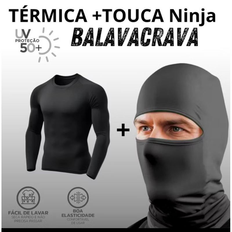Blusa Térmica + Touca Ninja Balaclava Toca UV+50 