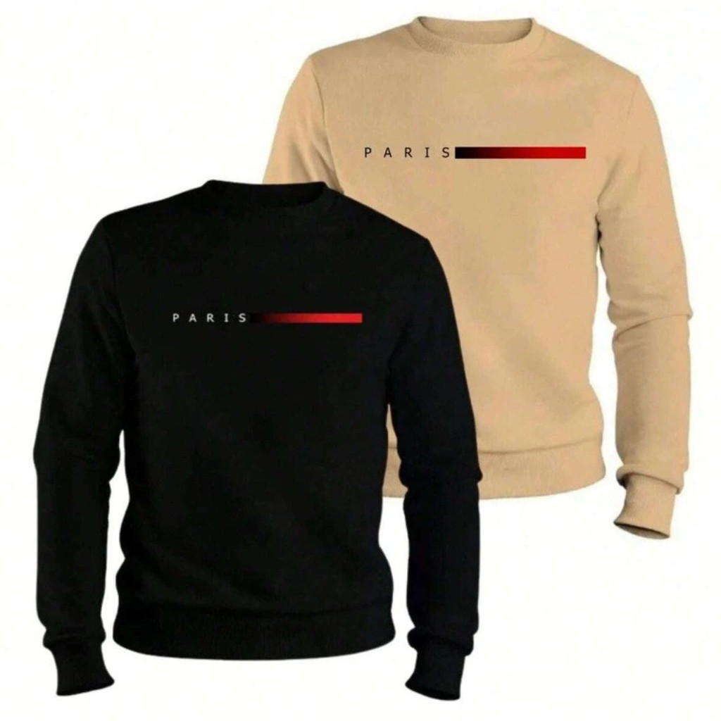 Kit 2 Blusas Moletom Paris Gola Redonda Blusa De F