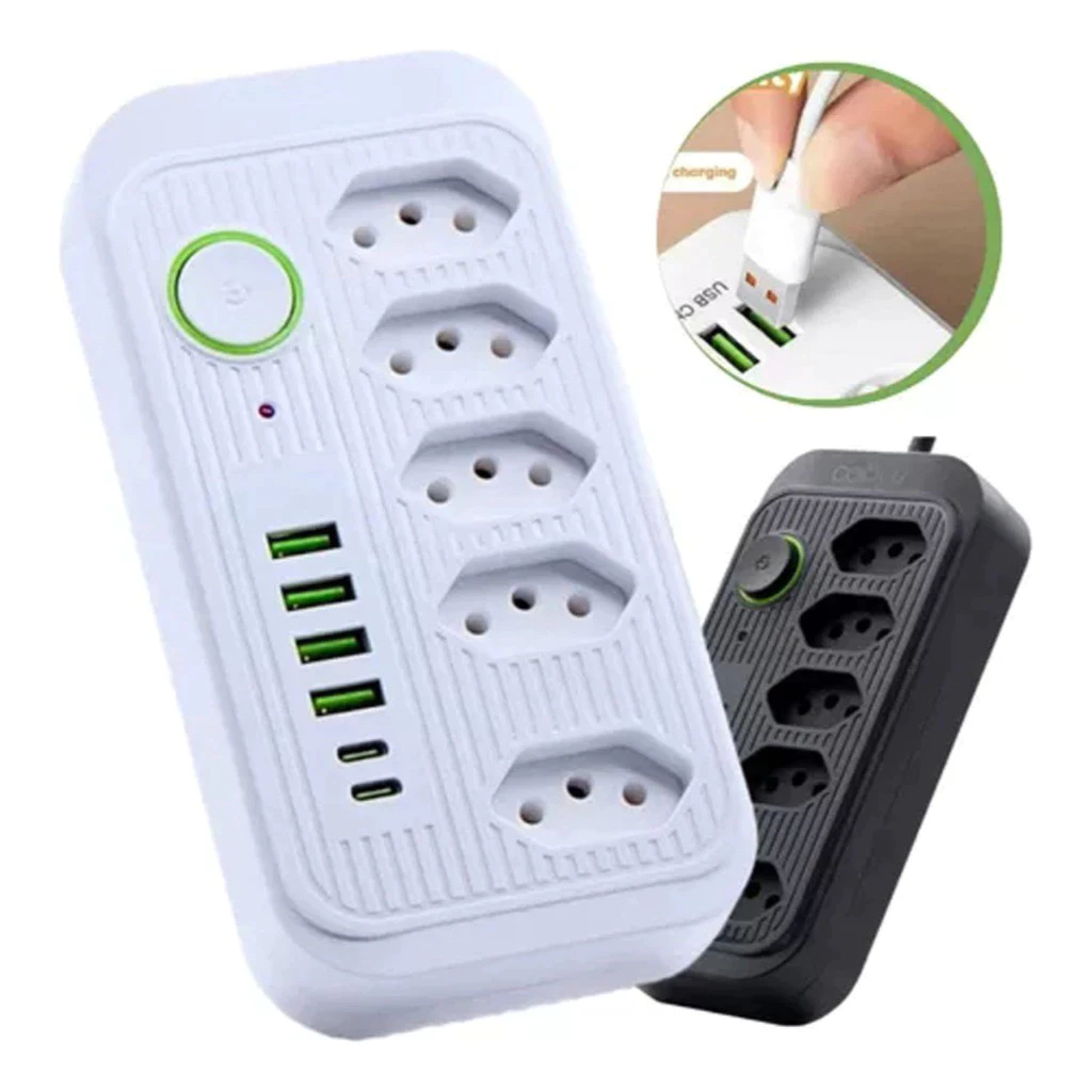Extensão Tomadas com USB e TypeC Universal Bivolt