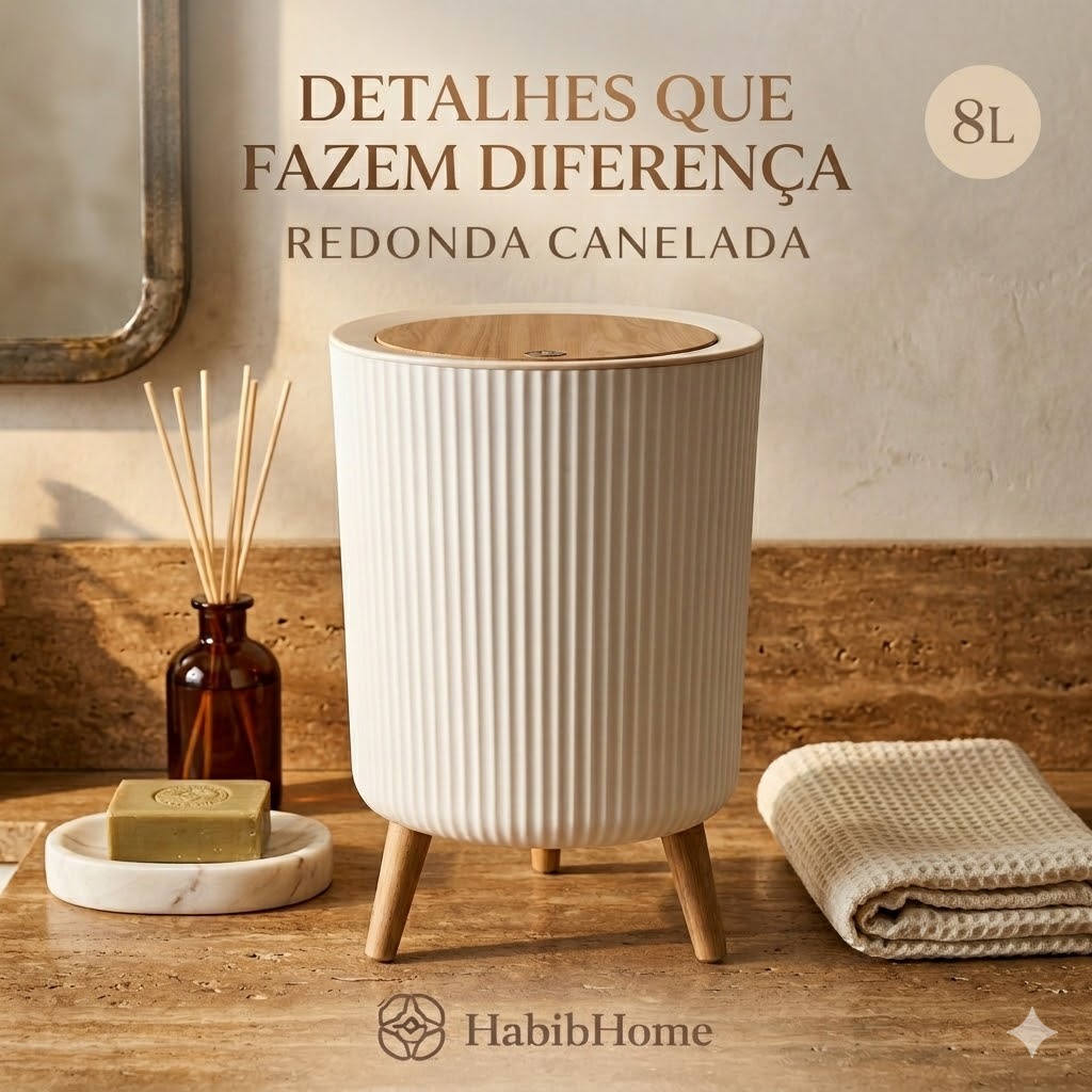 1Lixeira Decorativa Moderna | 8L e 9L com Tampa Cl