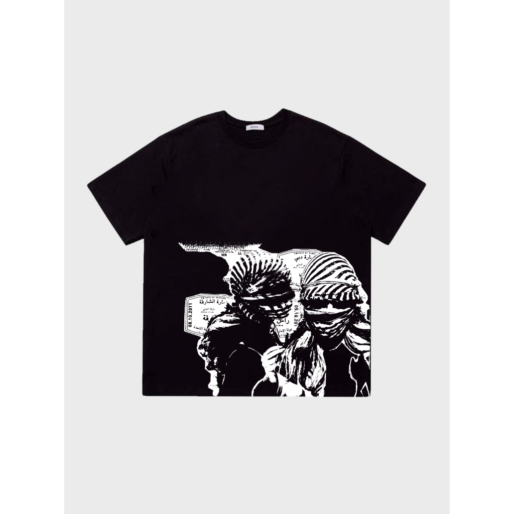 Camiseta Árabe Moda Síria 100% Algodão Streetwe