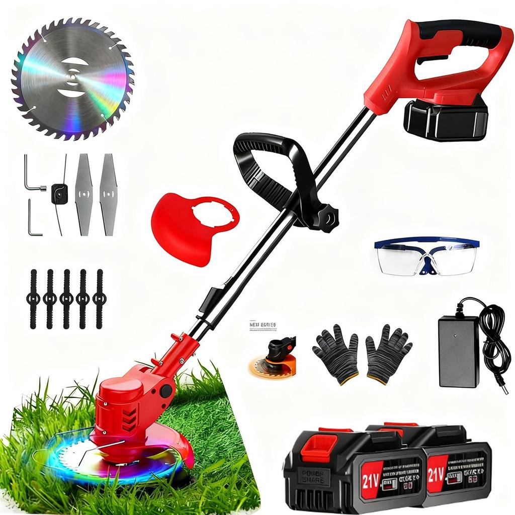 Cortador de grama potente, 21V, com 2 baterias rec