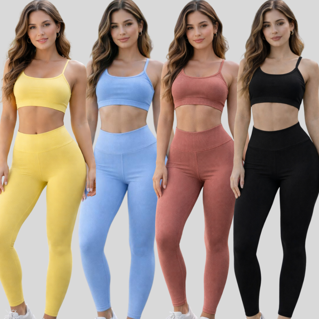 Conjunto Fitness Slim Calça Legging e Top  Canela