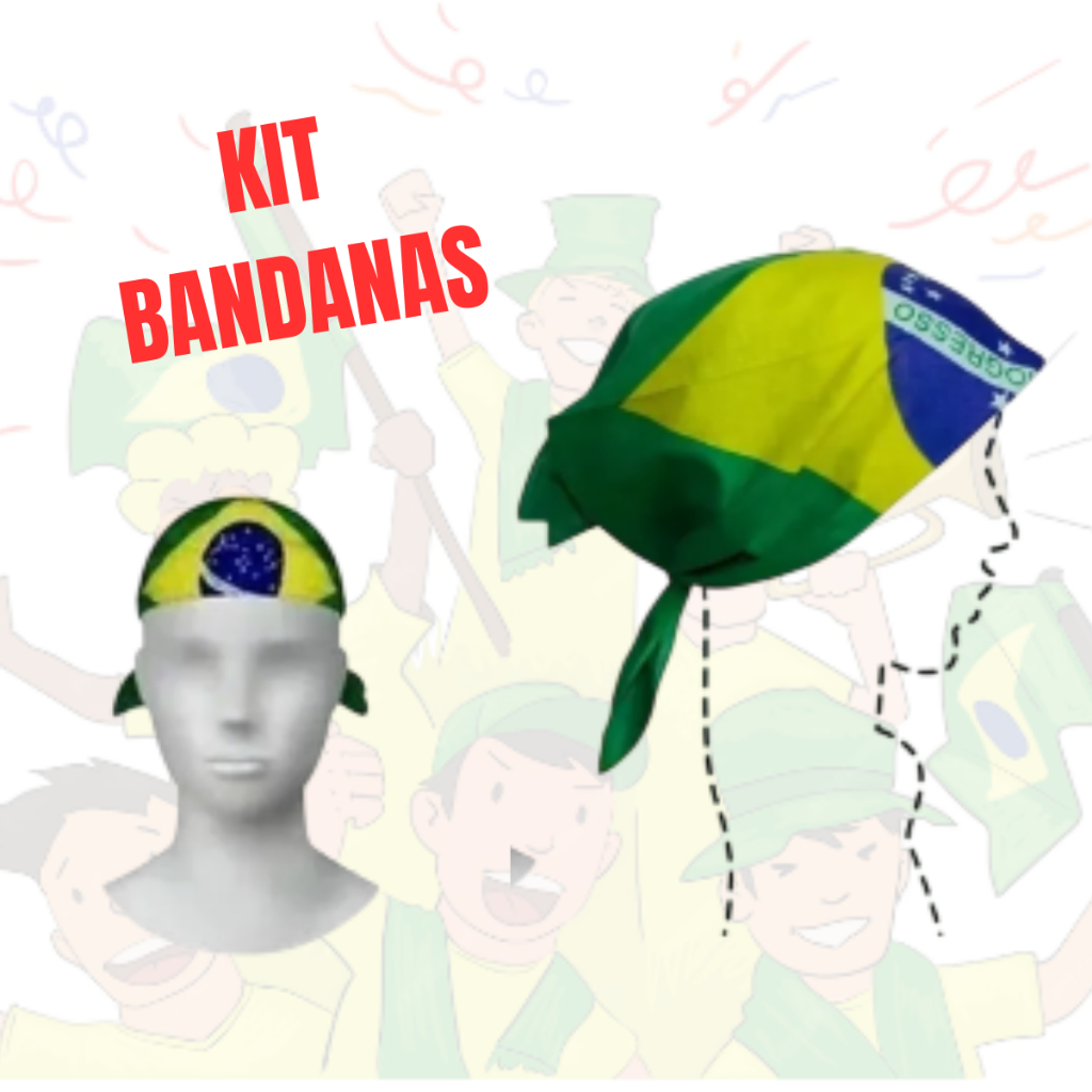 Kit Com 30 Bandana Bandera Brasil Festa Copa Do Mu