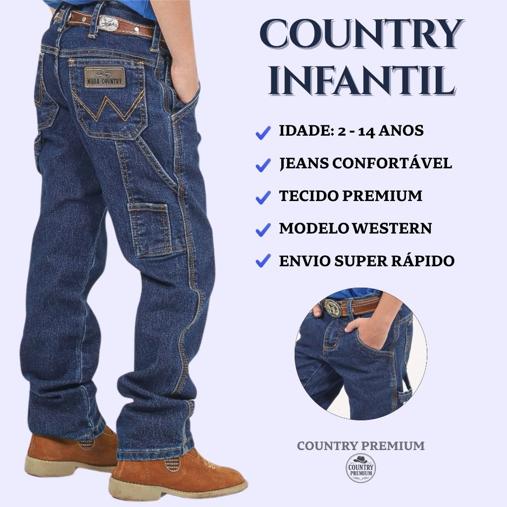 Calça Jeans Infantil Masculina Country Carpinteir