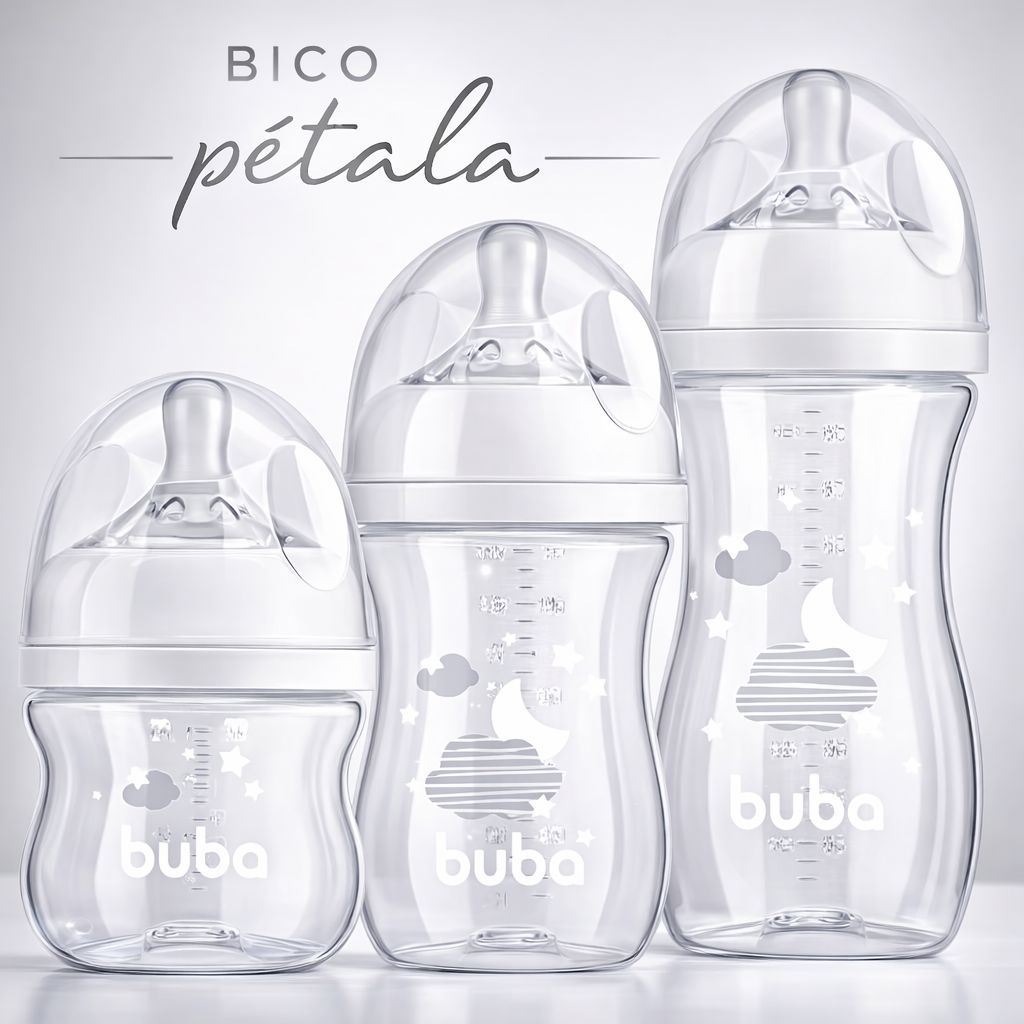 3 Mamadeiras Buba Easy Flow 120ML/270ML/330ML ou U