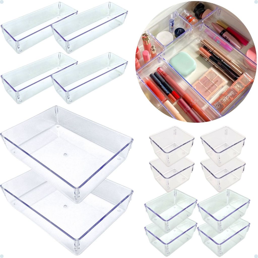 Kit com 14 Organizadores de Gaveta Modular Acríli