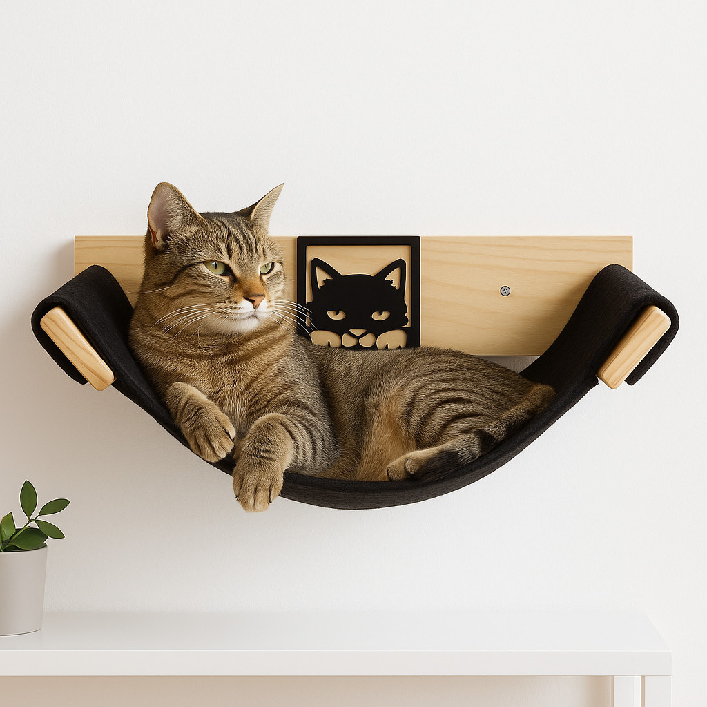 Cama Parede Gato Suspensa Pet Madeira Pinus Rede P
