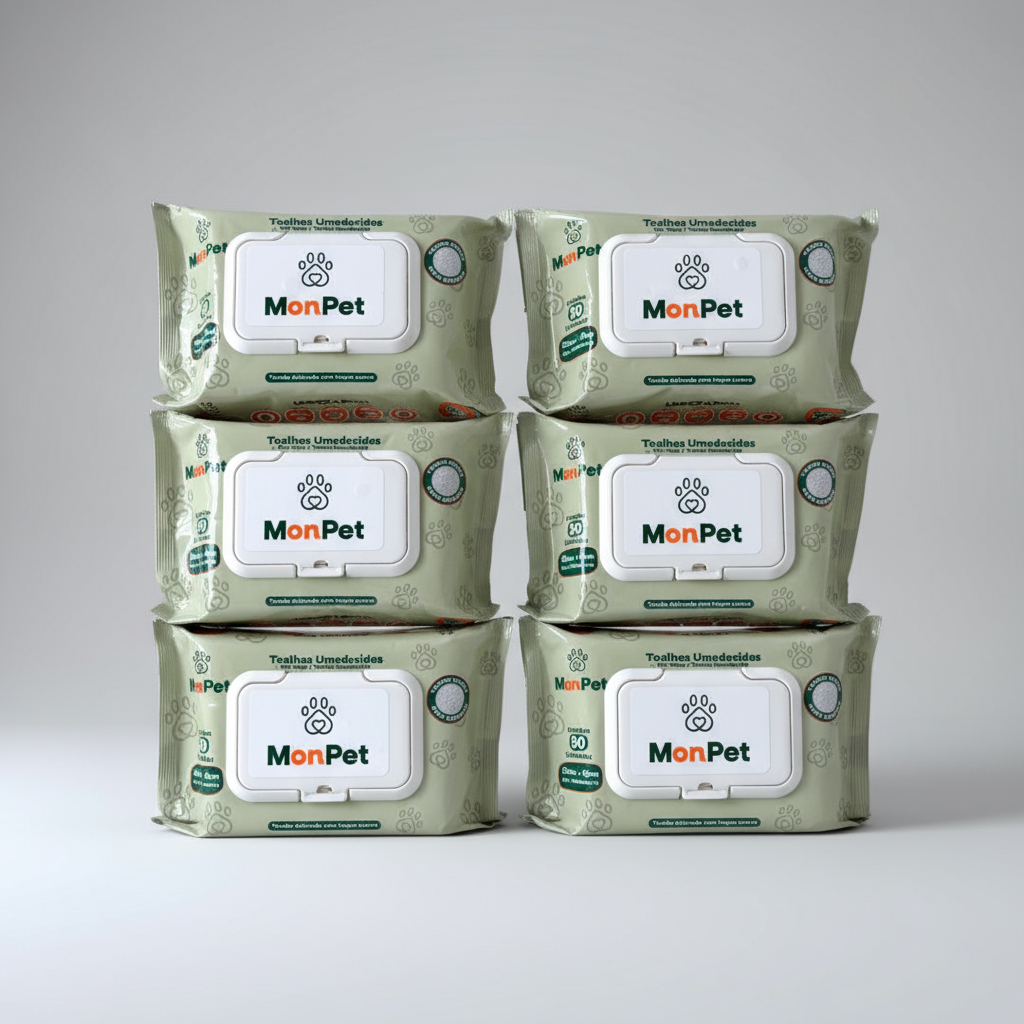 Toalha Lenço Umedecido Para Caes E Gatos Pet 6 Pa