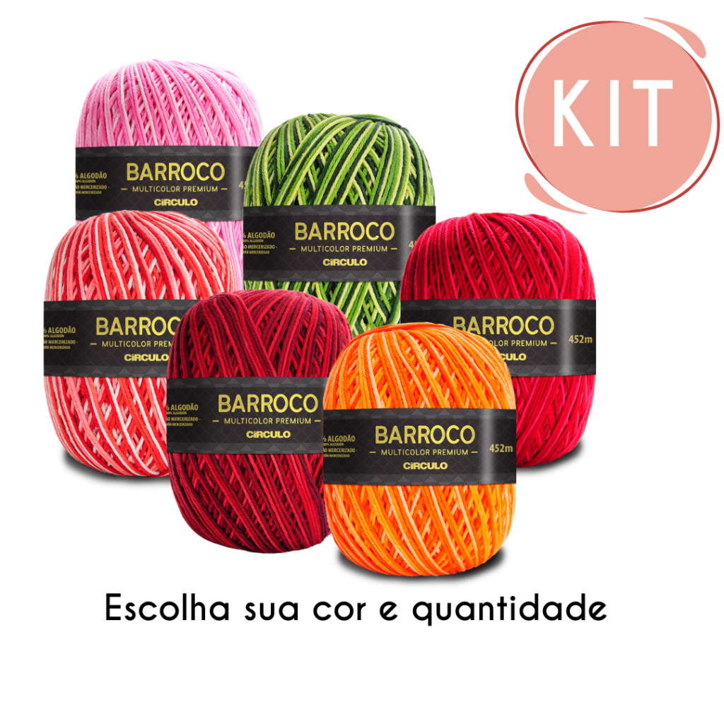 Kit Fio Barroco Multicolor Premium crochê tricô