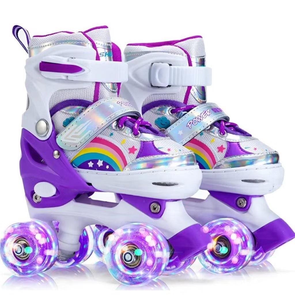 Patins Quad Infantil De 4 Rodas Roxo Arco-iris Cri