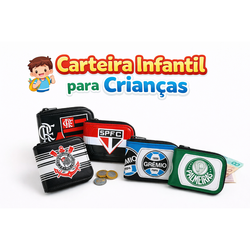 Carteira Infantil Personalizada Time Do Coração 