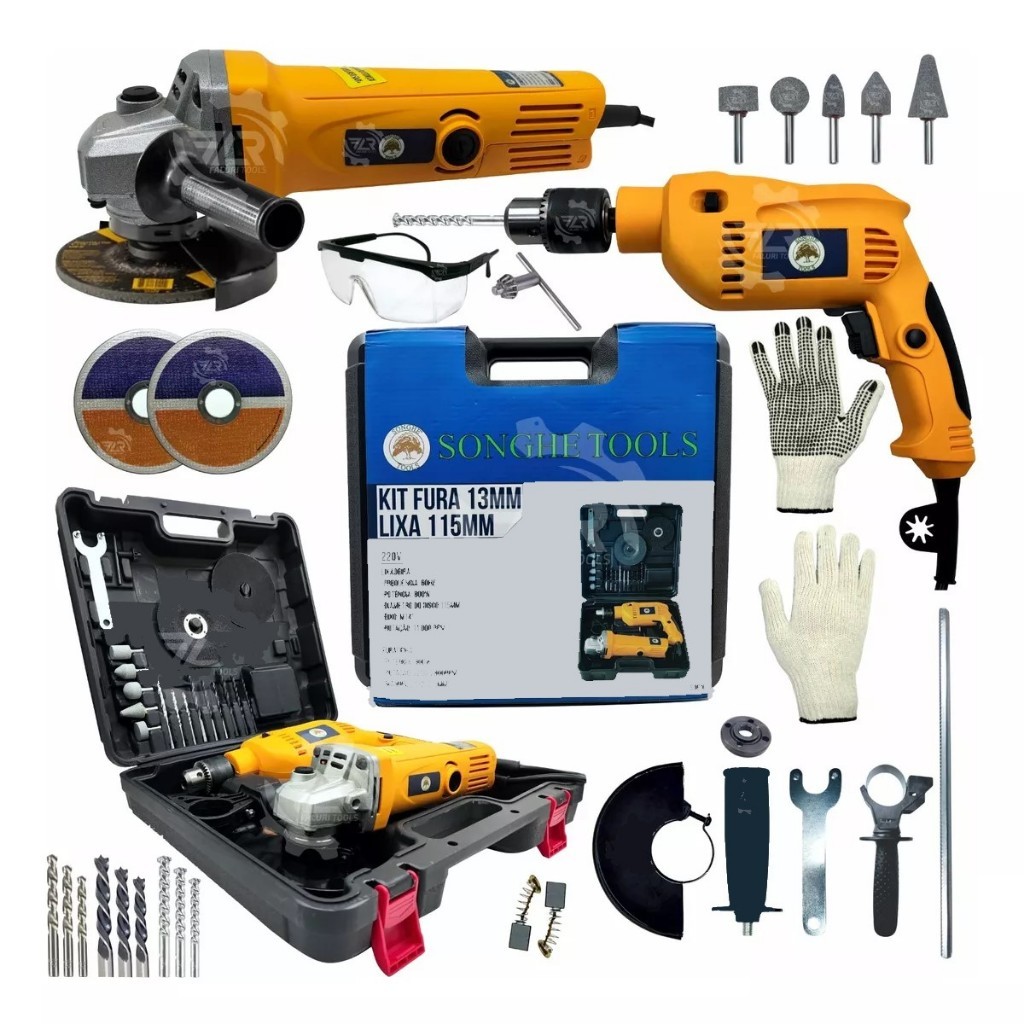 Kit Furadeira Parafusadeira 900w E Lixadeira Esmer