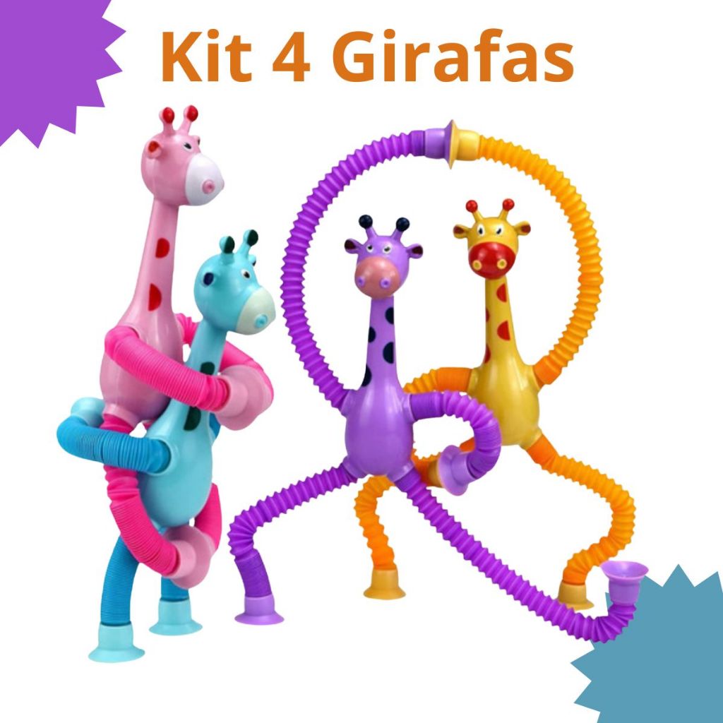 Kit 1/2/4 Brinquedo Infantil Girafa Pop It Tubo Le