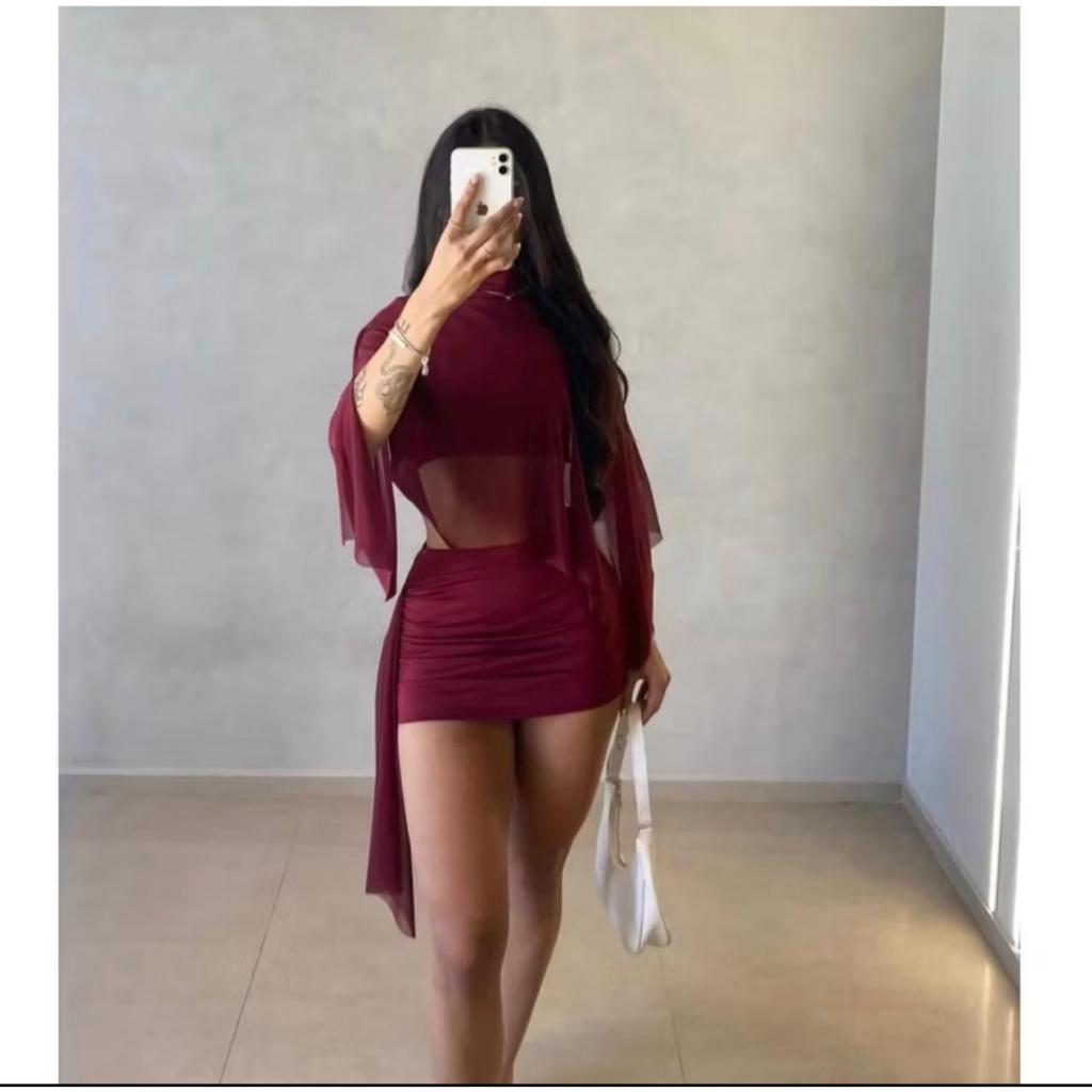 conjunto feminino top e saia com tule manga longa 
