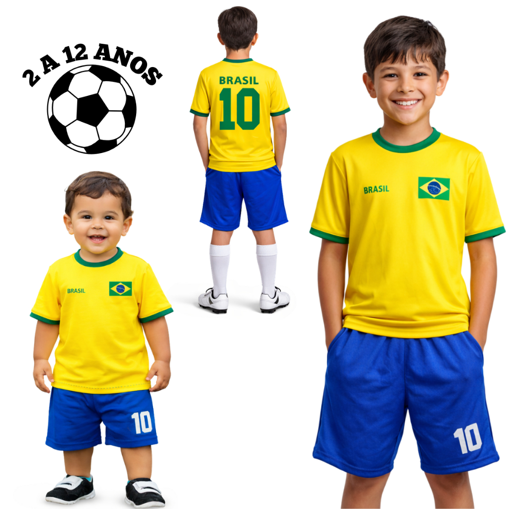 Conjunto Infantil do Brasil Camiseta + Bermuda Uni