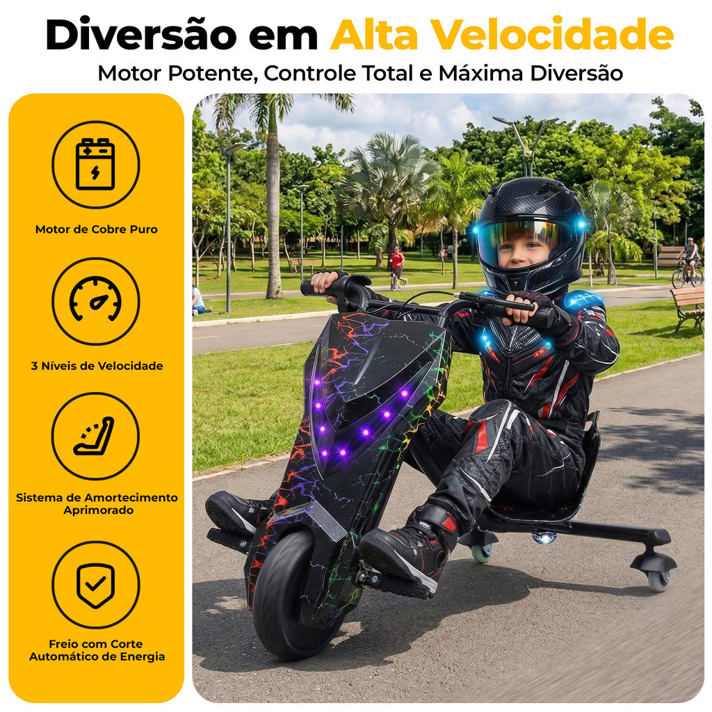 Triciclo Drift Elétrico 350W para Crianças ̵