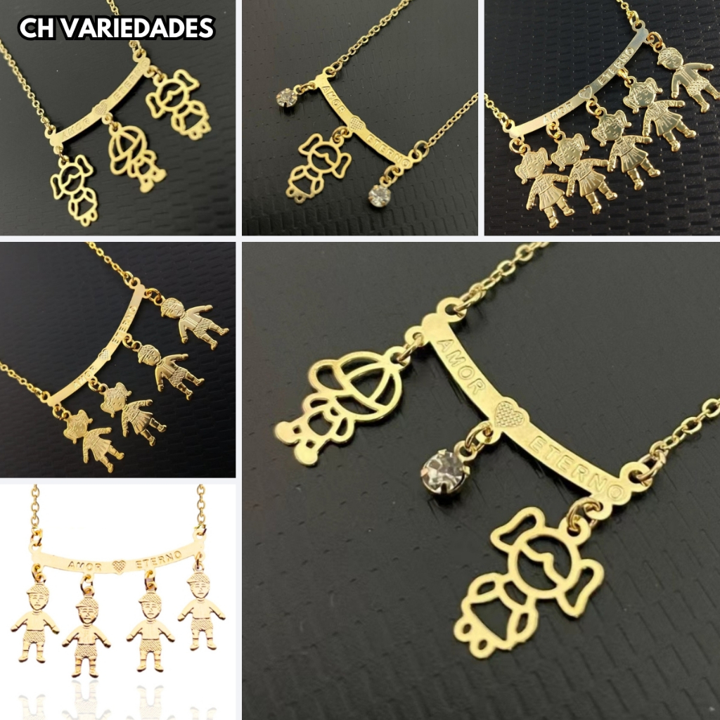Colar Feminino Folheado A Ouro 3 Três Meninas 2 D