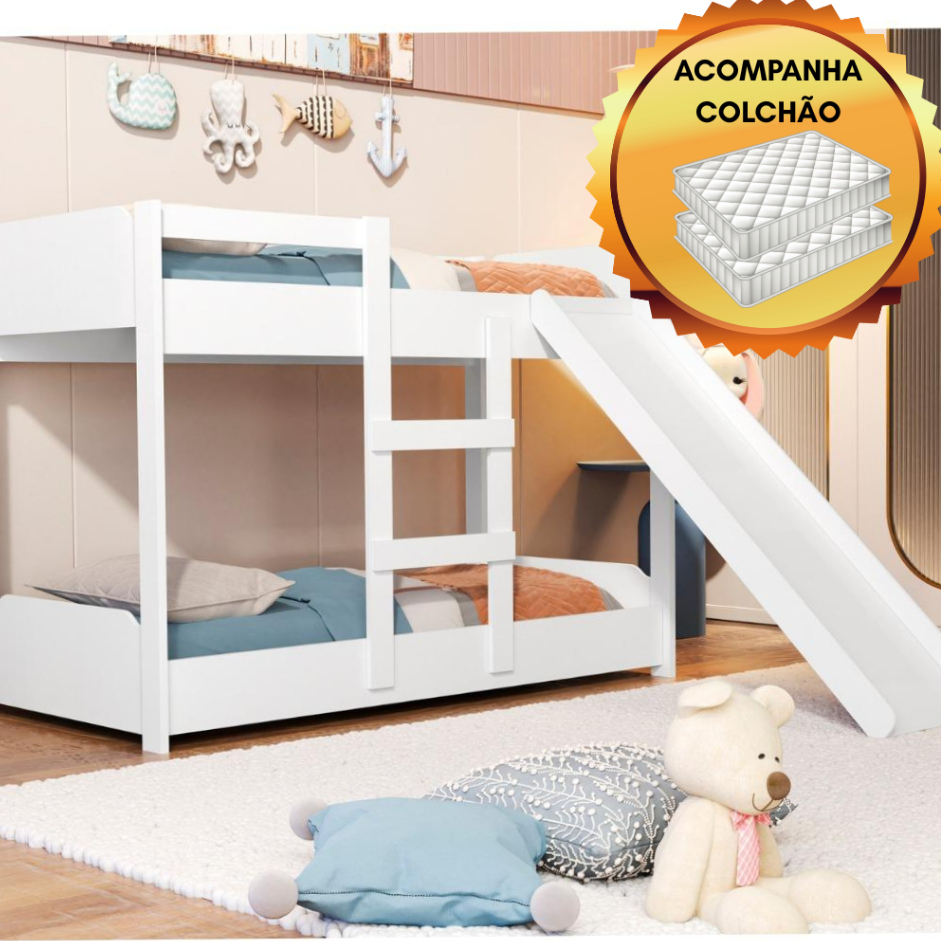 Mini Beliche Flora MDF Para Crianças Com Escorreg