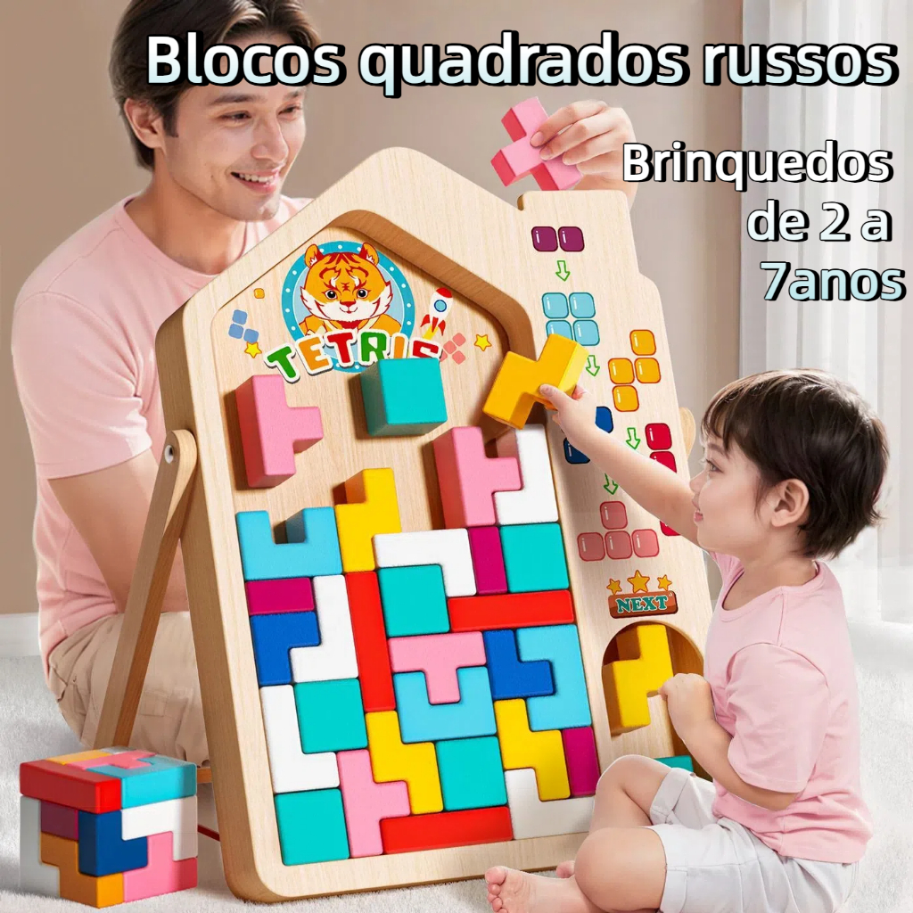 MEDOOSI Quebra Cabeça Tetris de Madeira 3D Colori