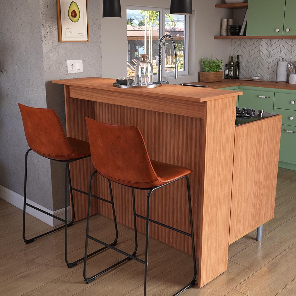 Bancada Cozinha Turim 130cm MDP Nature Ilha Painel