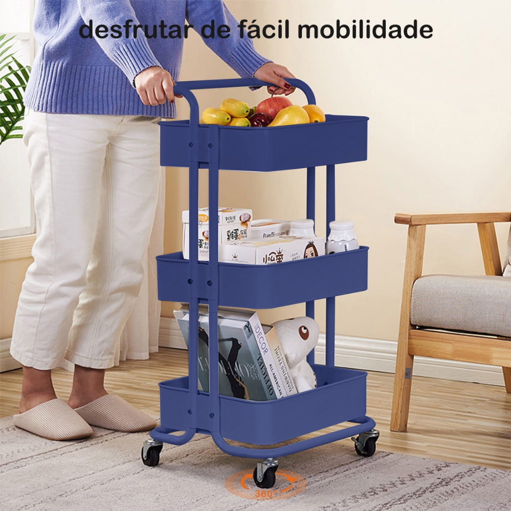 Carrinho Organizador Multiuso – 3 Prateleira