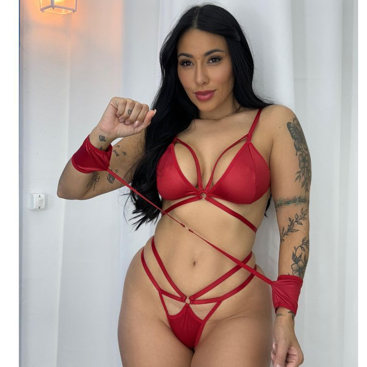 Conjunto Lingerie Sensual Com Algemas Fantasia Er�