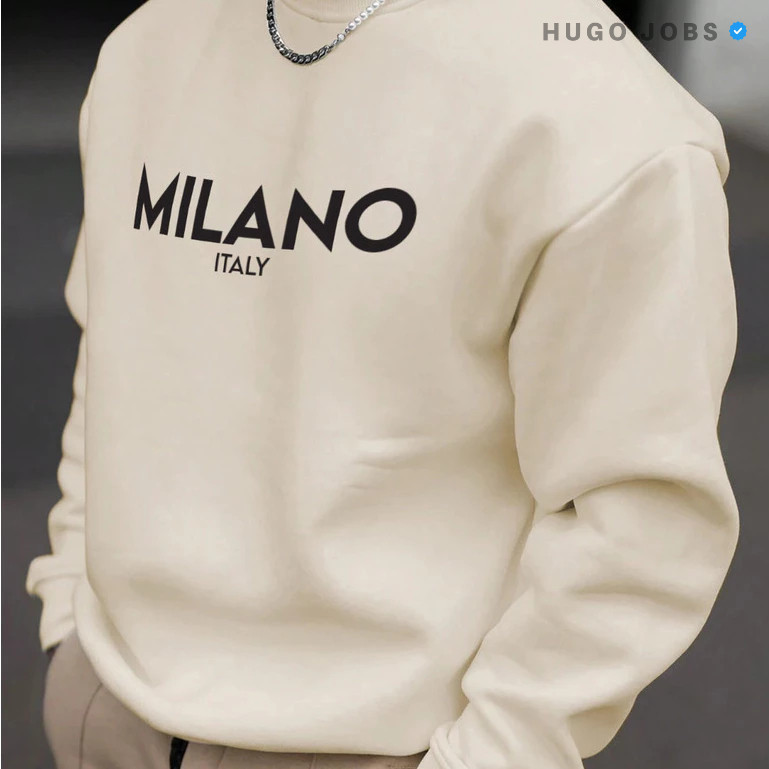 Moletom Blusa de Frio Milano Estampado Gola Redond