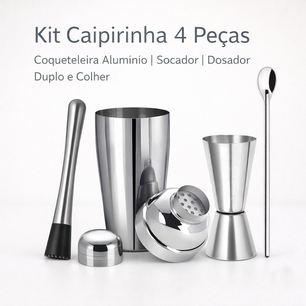 Kit Coqueteleira Inox 500ml Caipirinha Barman 4 Pe