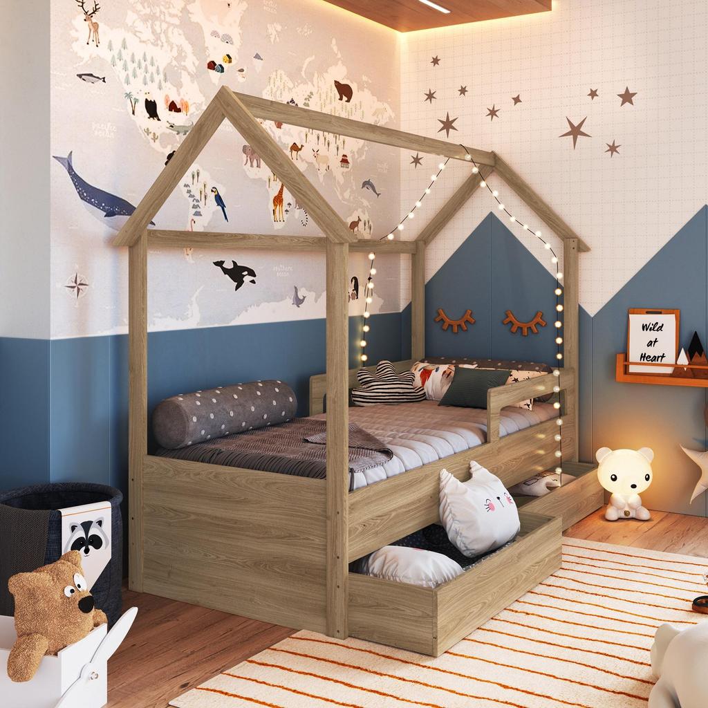 Cama Infantil Montessoriana Casinha Solteiro Menin