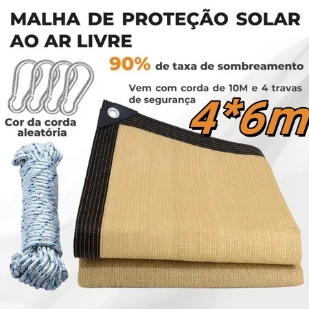 Tela Sombrite 90% 6x4m Bainha Reforçada Com Llhos