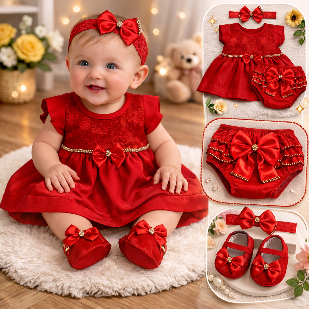 kit vestido 4 peças renda