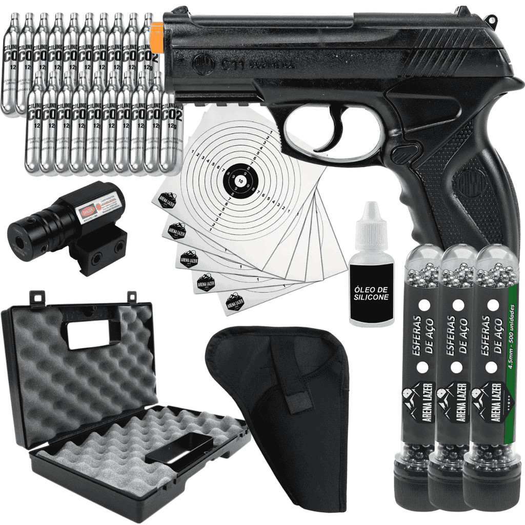 Pistola CO2 Wingun R11/C11 4.5mm Kit Premium: Lase