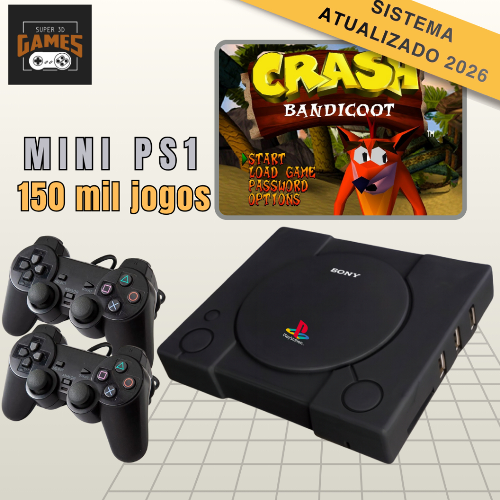 Super video game PS1 Classico Preto 150 mil jogos 