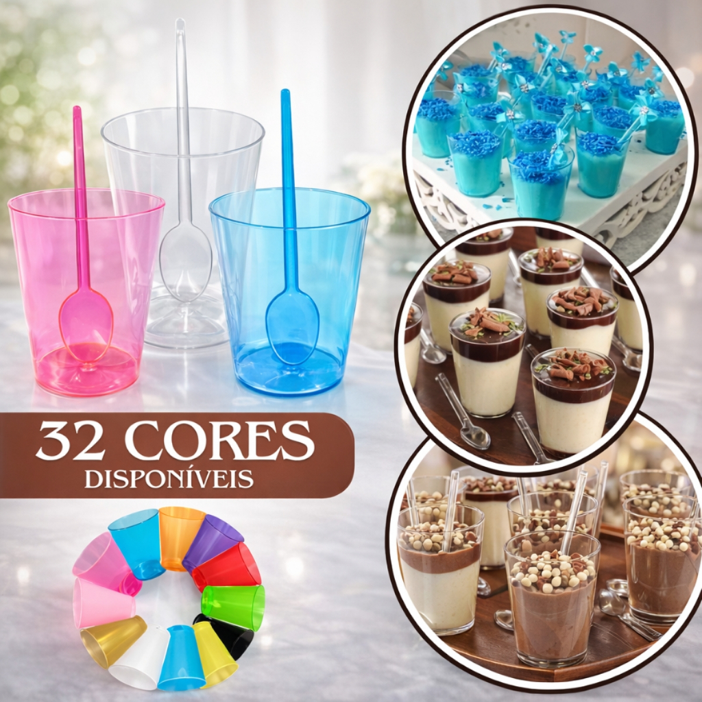 Kit 100 Copinho Potinho Cristal 25ml Acrilico Brig