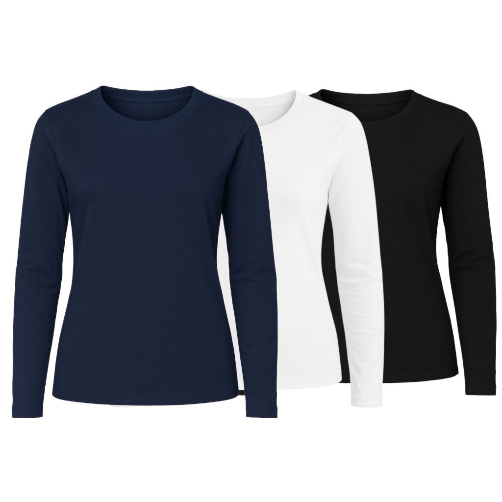 Kit 3 Unidades Camiseta Feminina Dry Fit Manga Lon