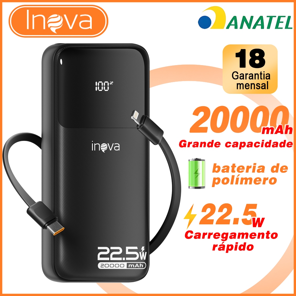 INOVA power bank 20000 mah turbo Carregador Portá
