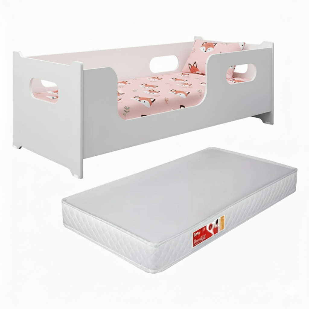Cama Infantil Montessoriana Encanto Branco Com Col