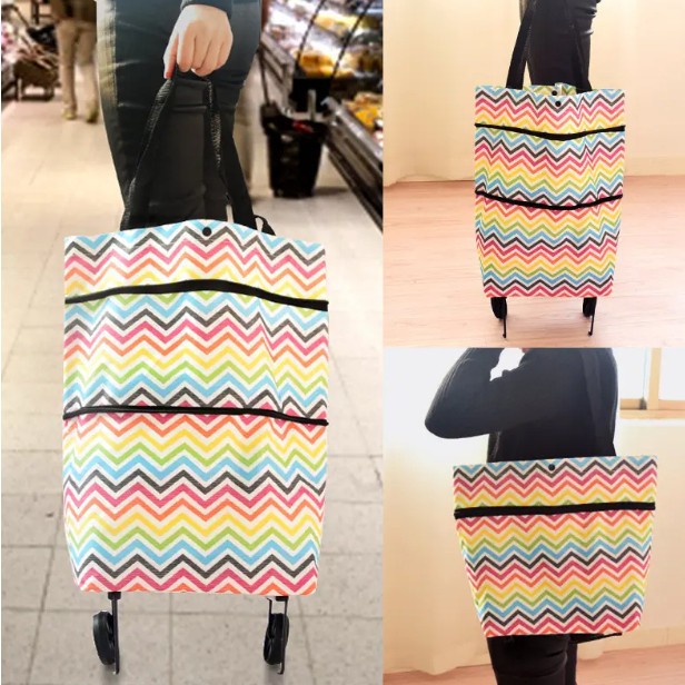 Sacola Carrinho de Compras Dobrável Mercado Feira