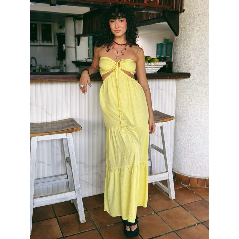 Vestido Jade Viscolinho longo Tomara Que Caia Ver�