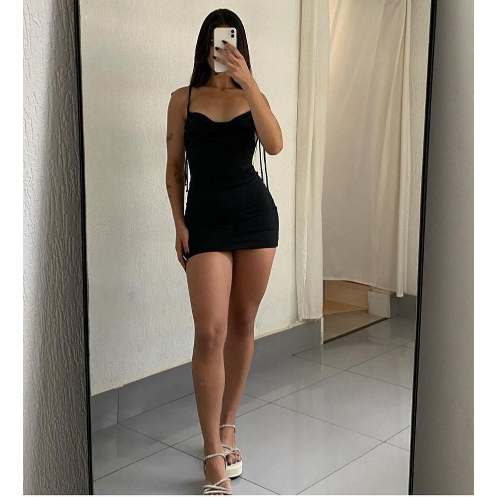 Vestido Curto Costa Nua De Amarrar Com Bojo Suplex