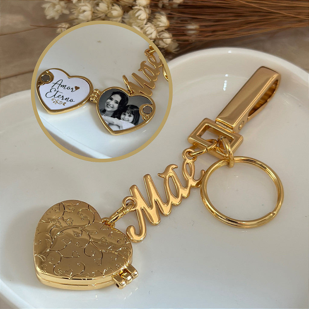 Chaveiro Mãe Relicario Coração Personalizado 2 