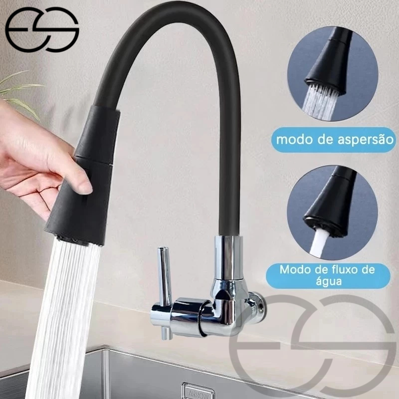 Torneira Gourmet Flexível Cozinha Parede Vertical